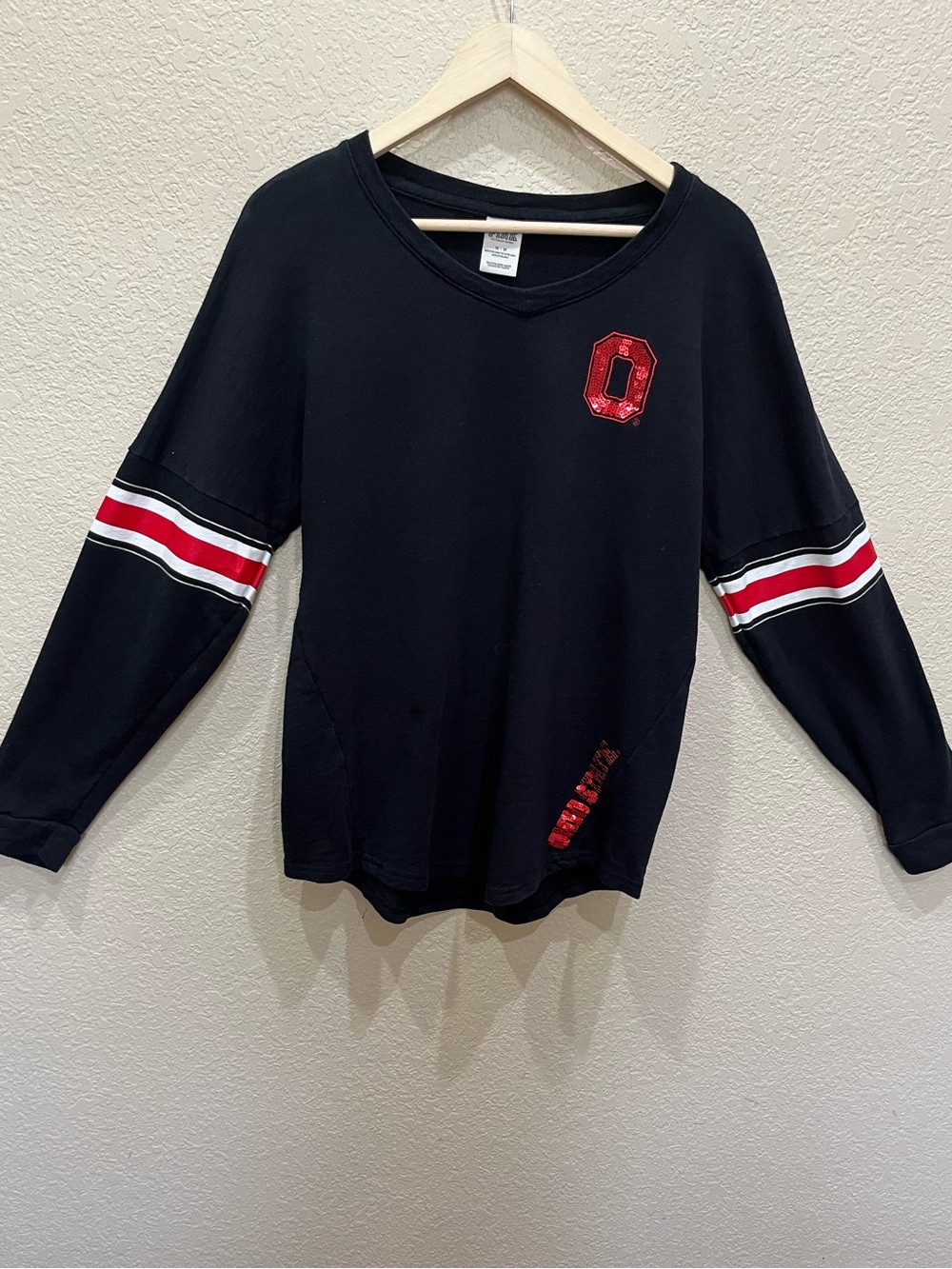Pink Ohio State Buckeyes Gameday Red Sequin Logo Long Sleeve T-shirt Size Medium